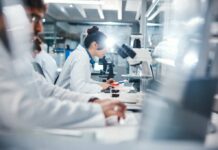 Mitochondria Mystery: The Secret to Immortality? Scientists working in a laboratory with microscopes and test tubes